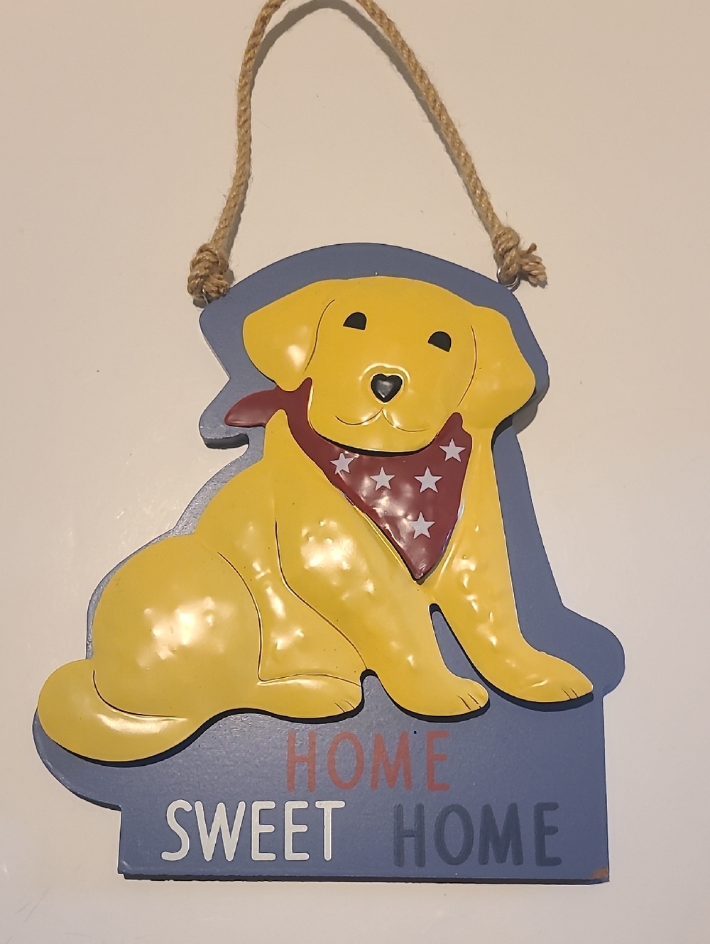 Yellow Puppy Wall Hanging "Home Sweet Home"